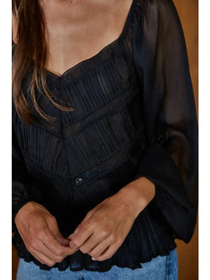 Jessi Long Sleeve See Through Blouse