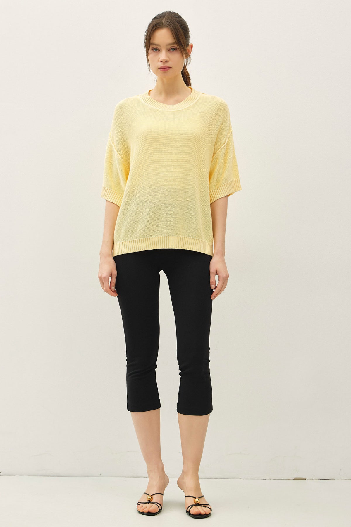 Oversize Cut Sweater Top with Raw Edge 
