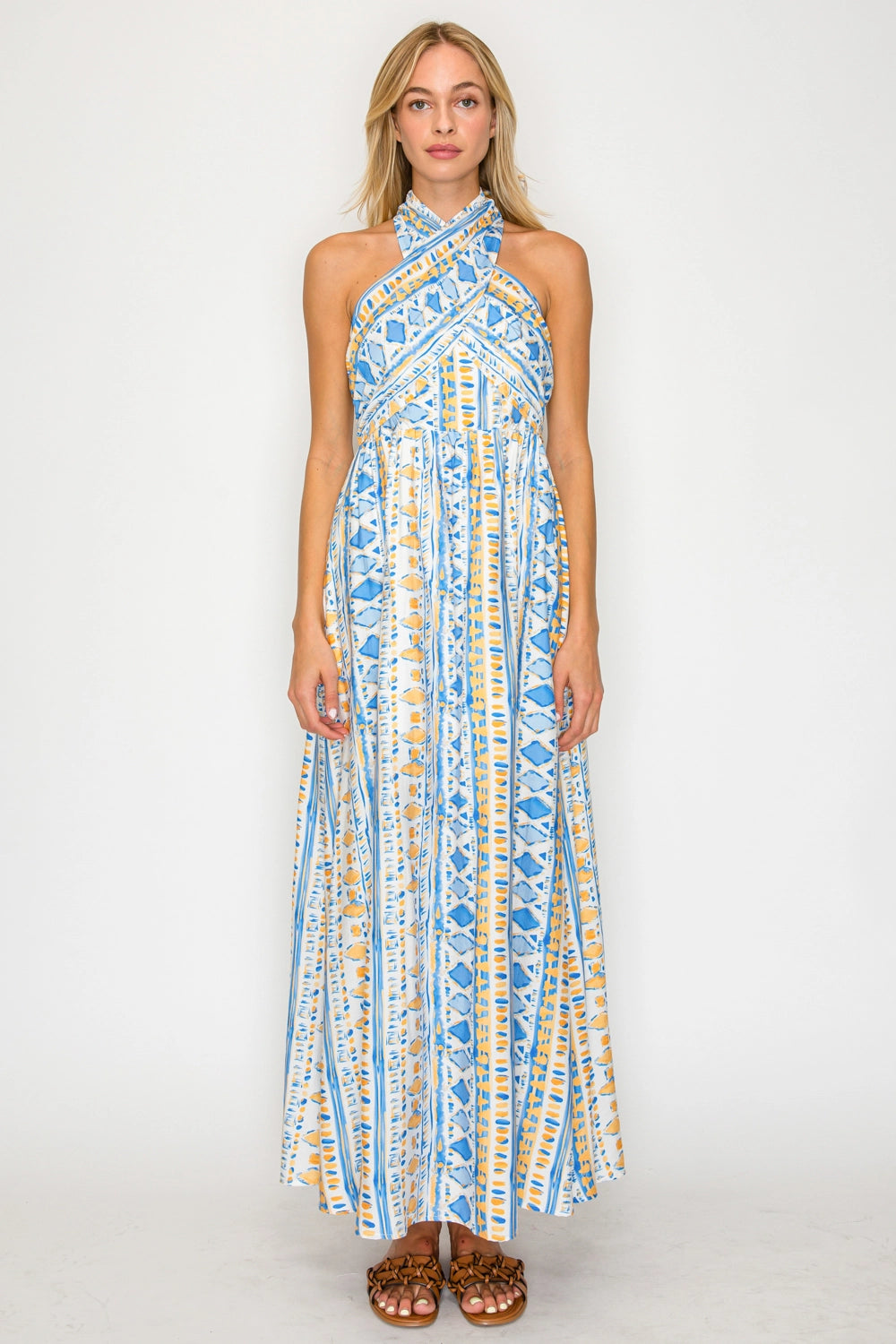 Aegean Rhythm Halter Dress