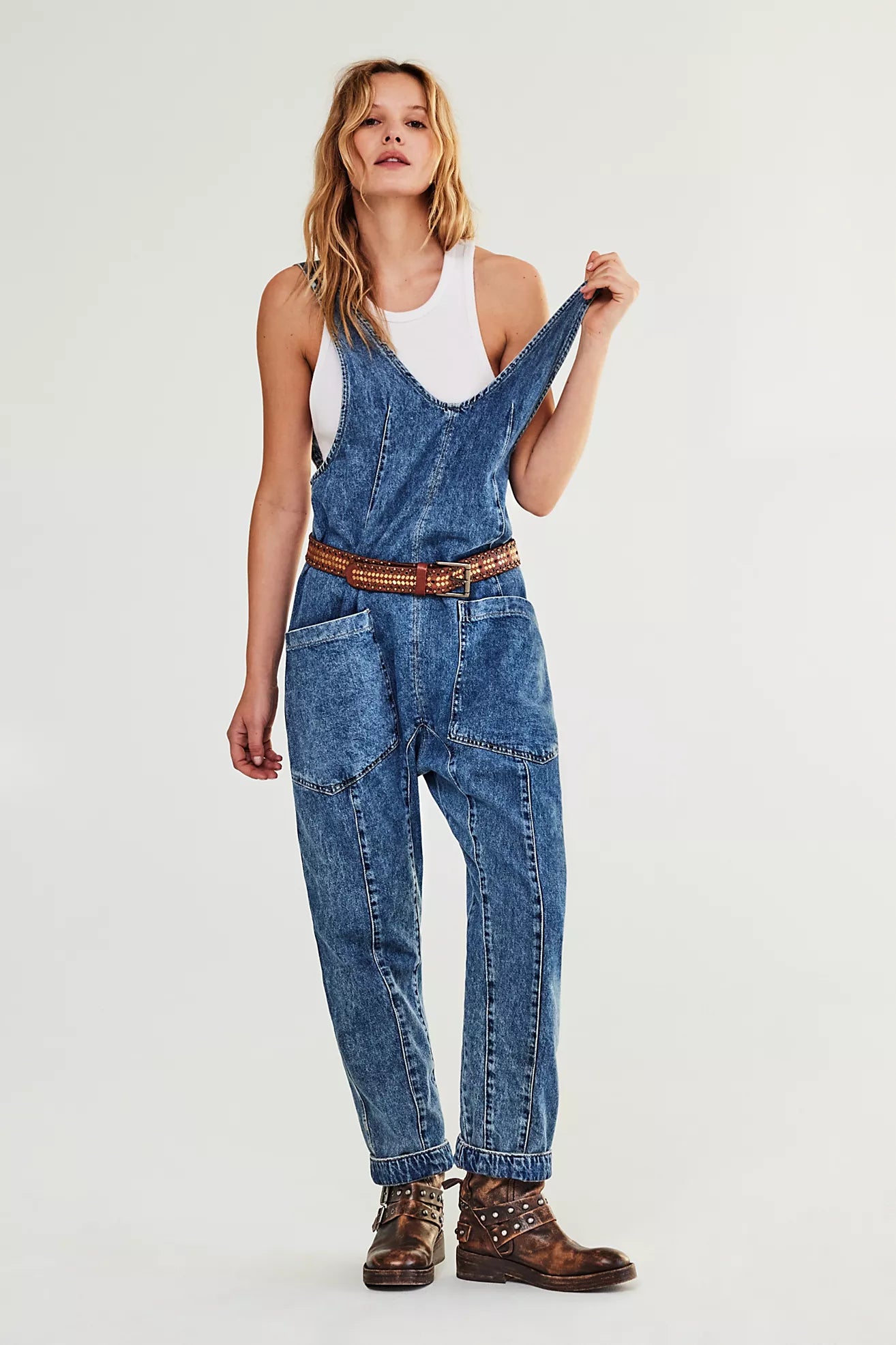 Free People High Roller Jumpsuit S Sapphire Blue