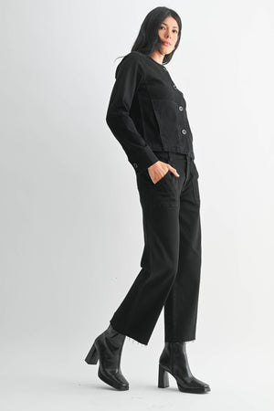 Just Black Denim Petite Palazzo Black Denim Pants