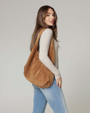 Sabel Suede Leather Shoulder Bag in Camel