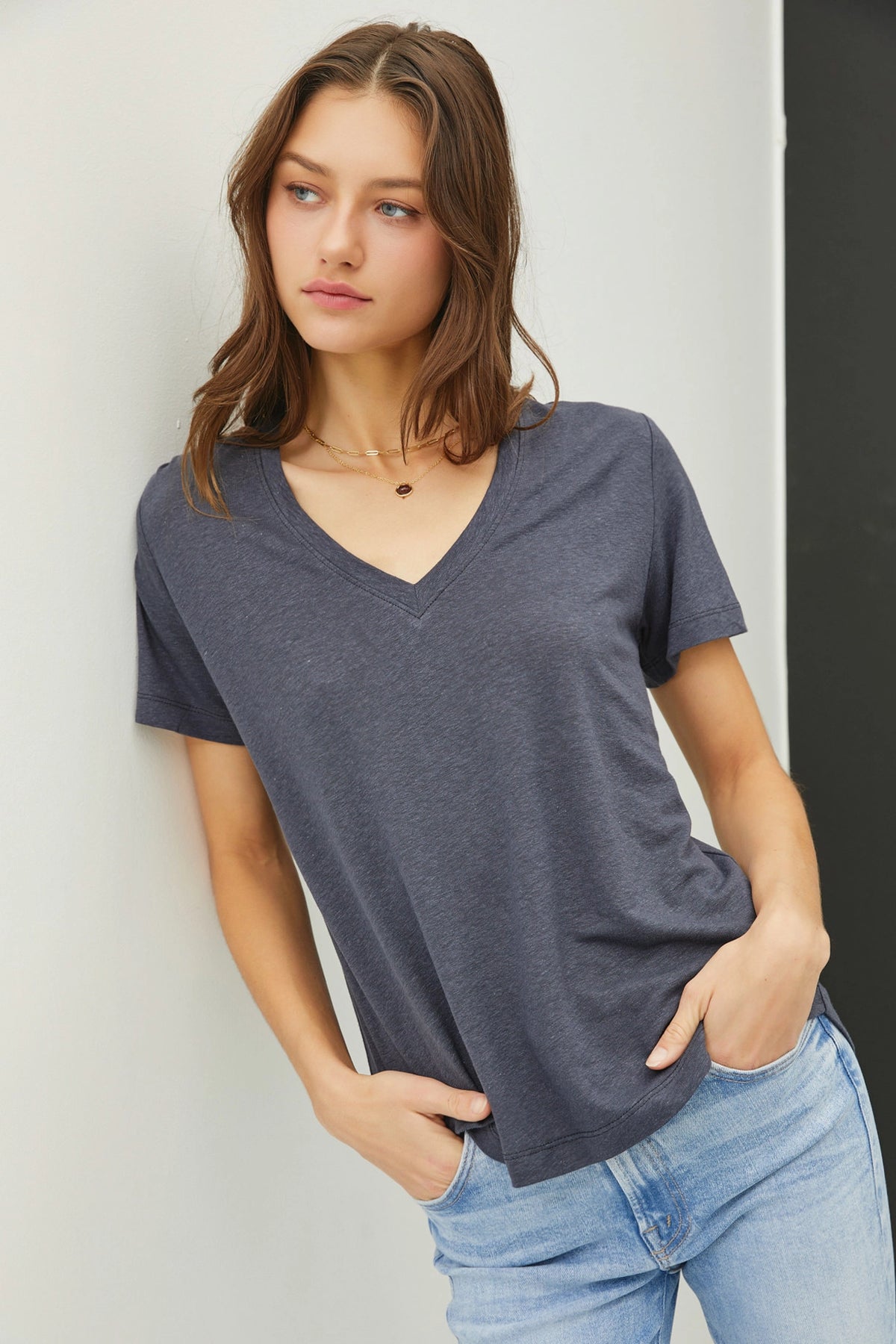 V-Neck Charcoal Tee