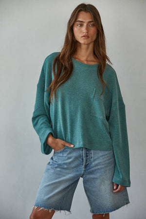 Knit Sweater Front Pocket Pullover Top