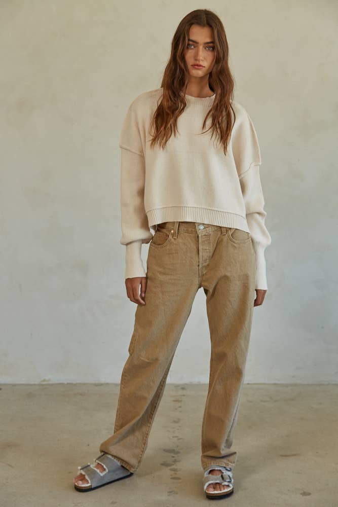 By Together Cropped Knit Sweater in Natural