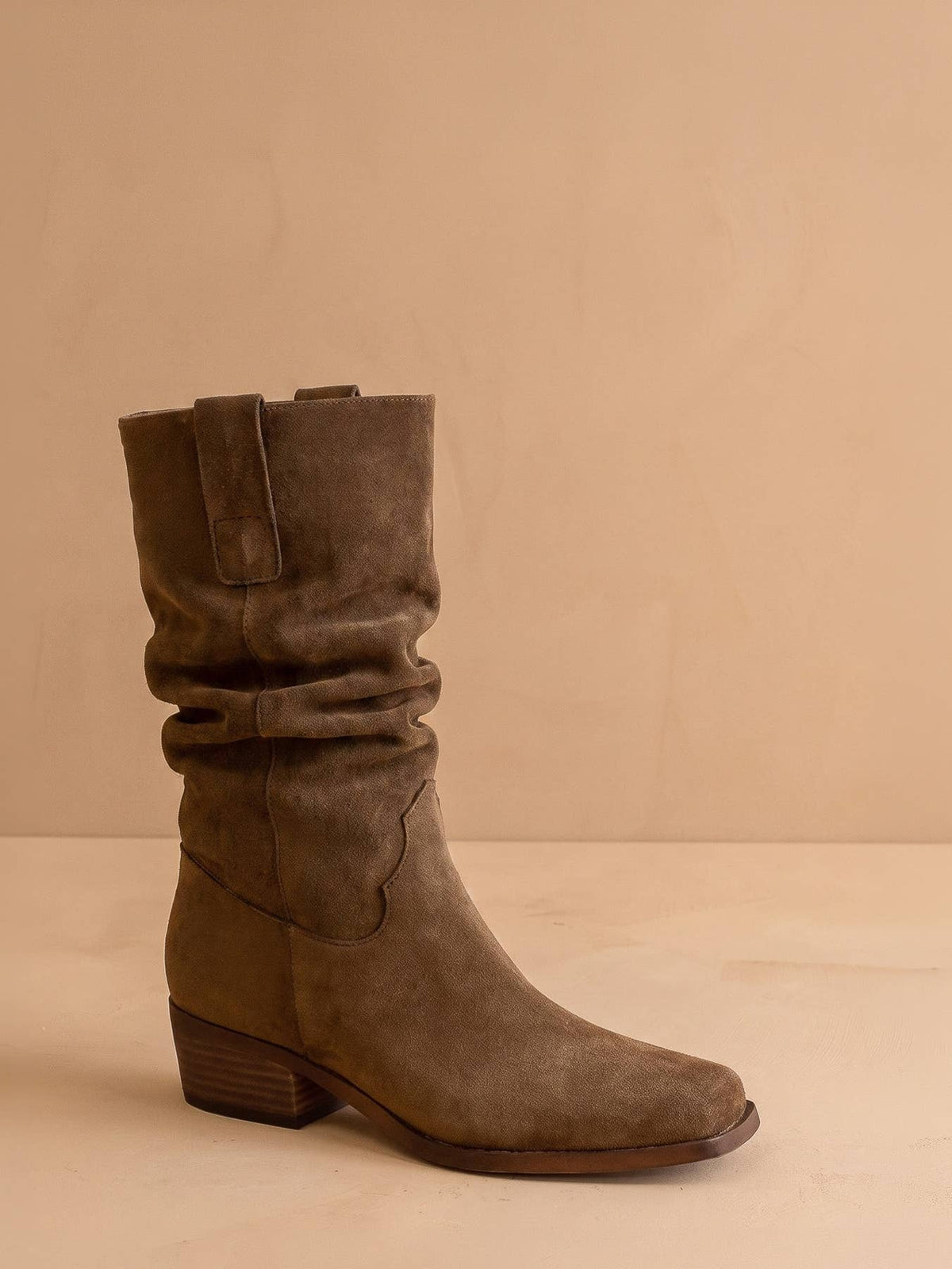 The Harrison Faux Leather Slouch Boot In Brown