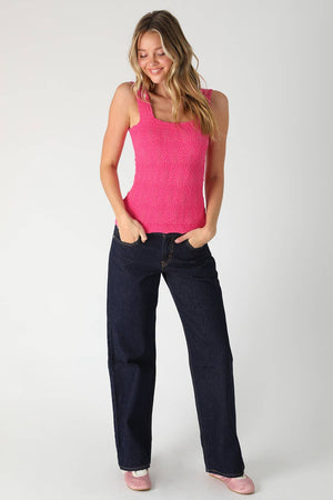 NIKIBIKI Lace Textured Square Tank Top