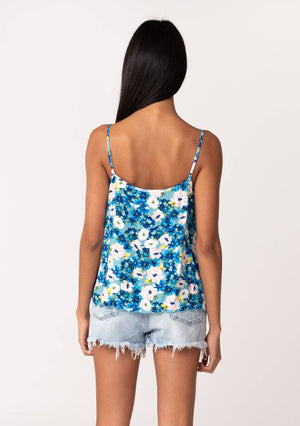 Daisy Vibrant Floral Button Down Cami Tank Top