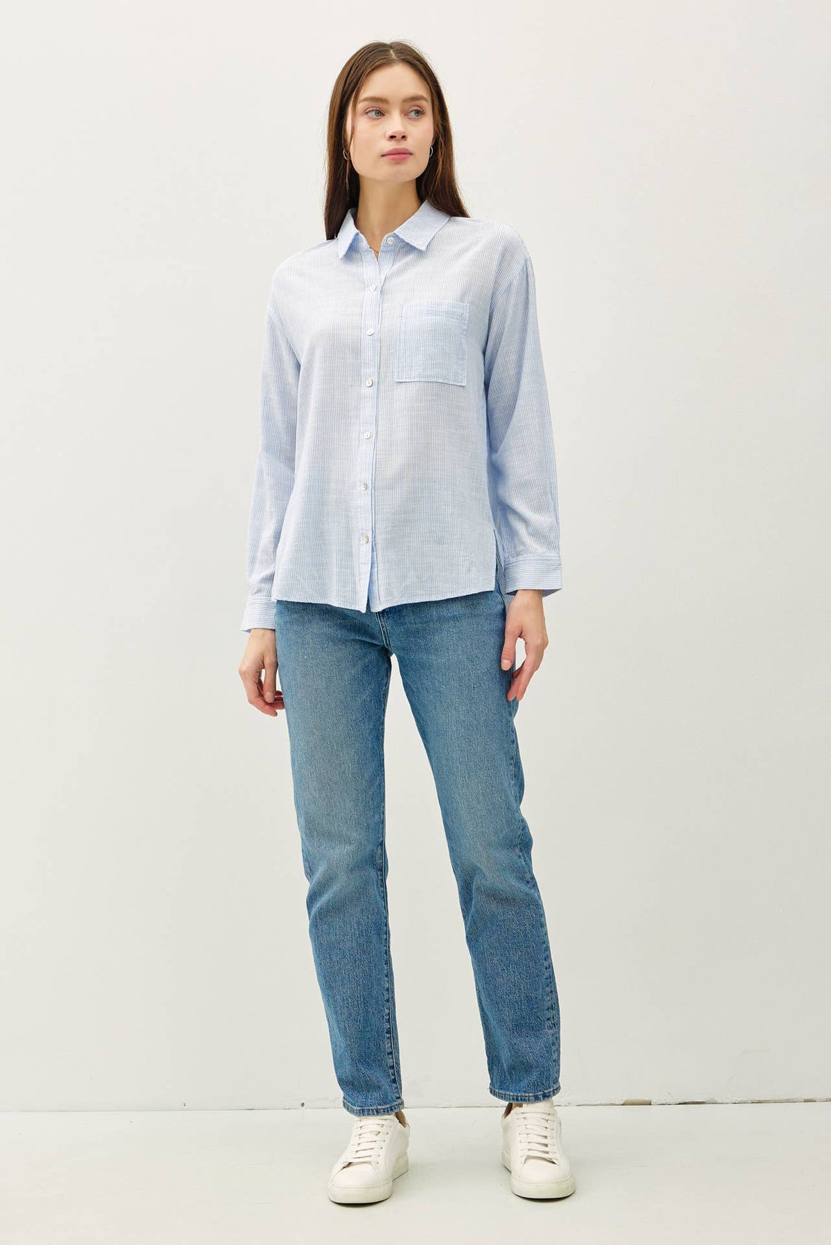 Freya Chambray Striped Button Down Shirt