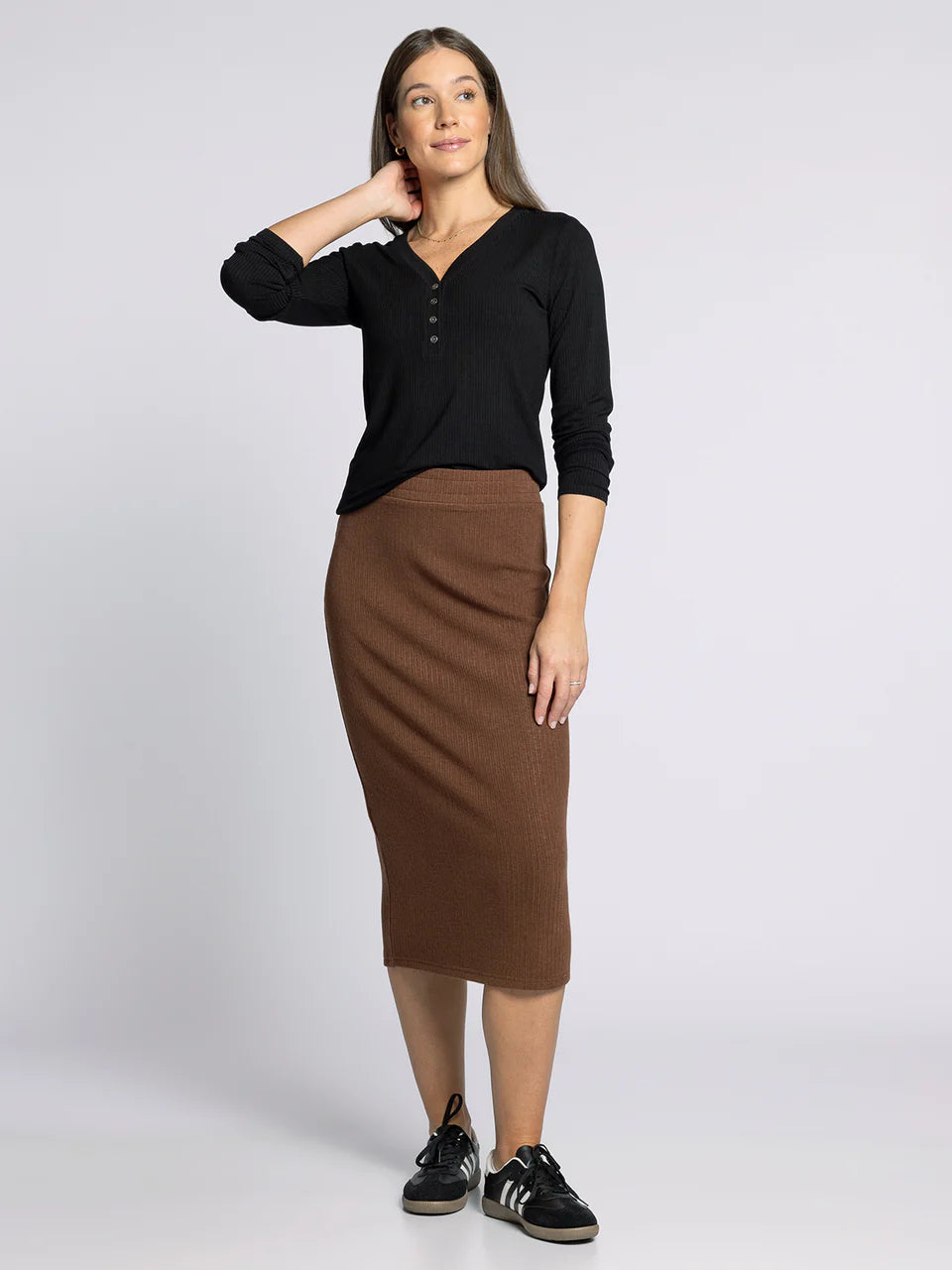 Solara black Henley Top