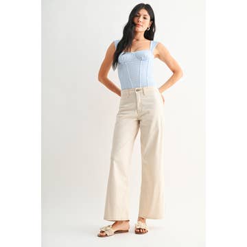 Almond Twill Straight Leg Trouser Pant