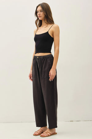 Tencel Linen Blend Barrel Tapered Pants