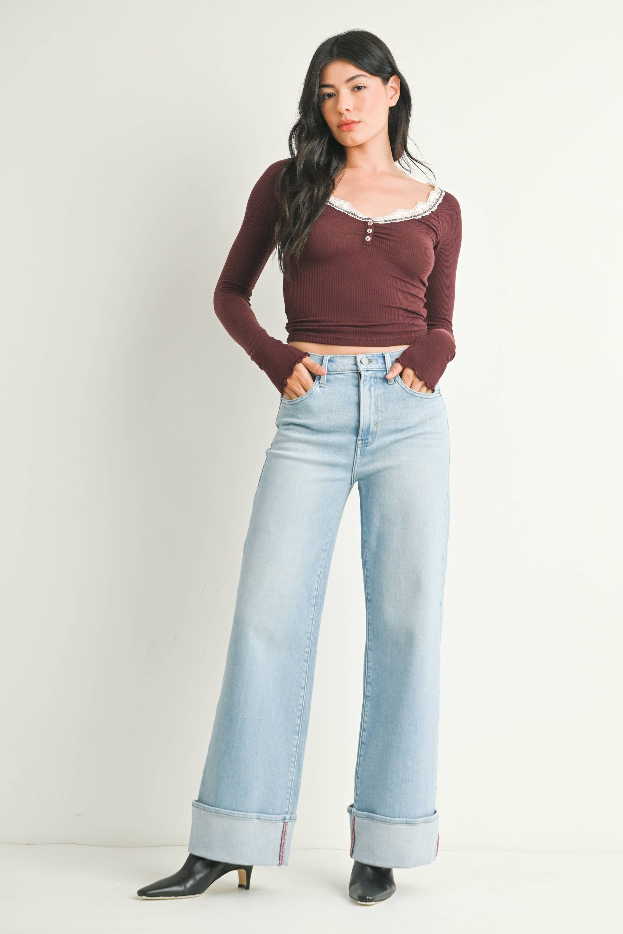 Just Black Denim Cuffed Palazzo