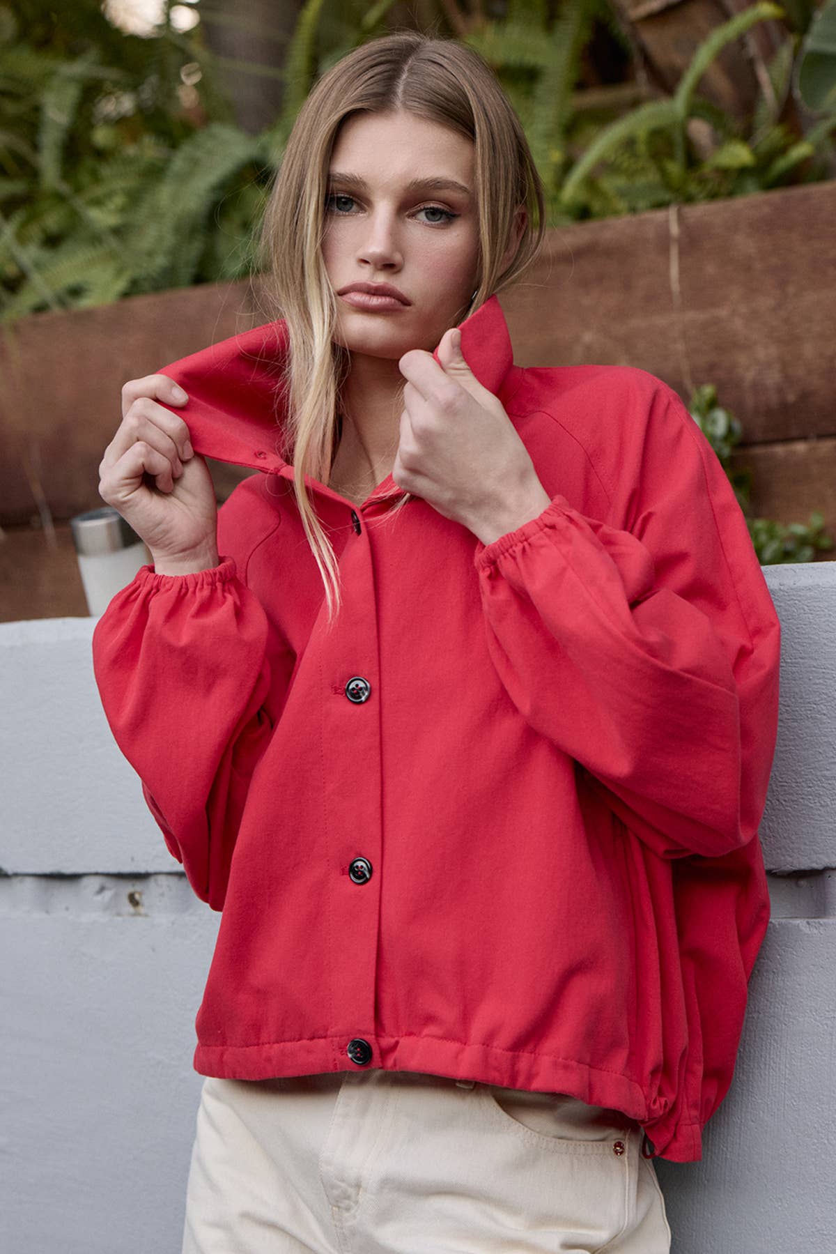 Poppy High Neck Button-Up Jacket