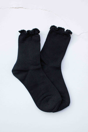 Ruffle Edge Cotton Blend Socks