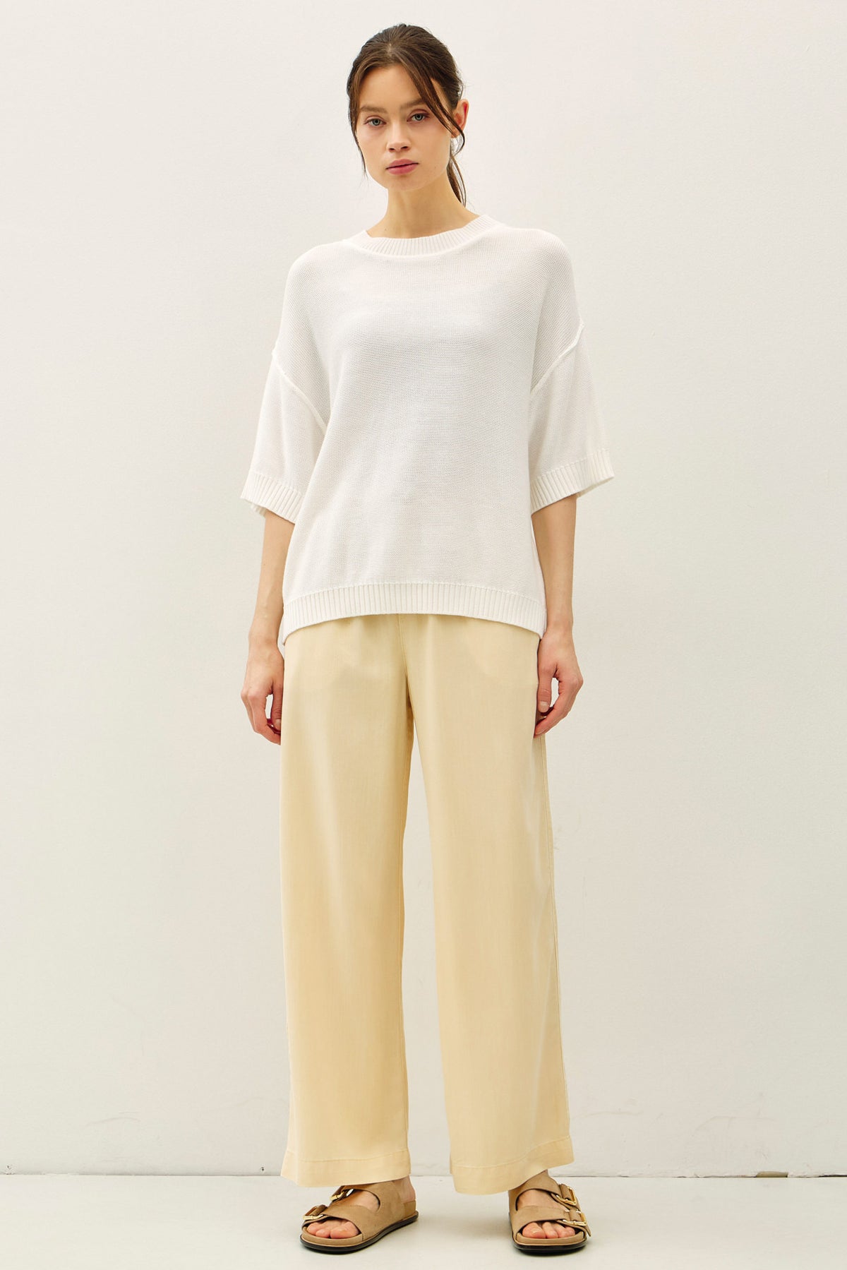 Oversize Cut Sweater Top with Raw Edge