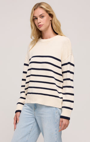 Z Supply Boyfriend Striped Sweater in Sea Salt