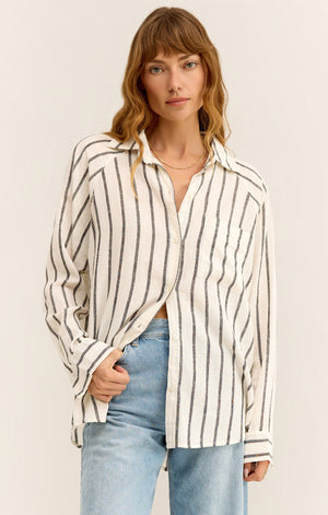 Z Supply The Perfect Line Top in Black Stripe