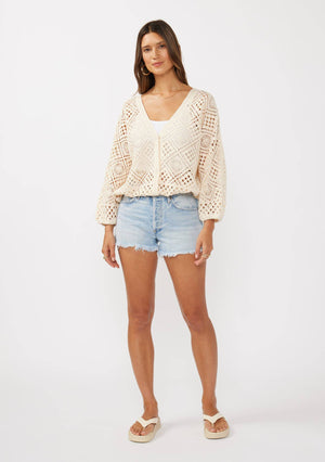 Dylan Diamond Crochet Surplice Sweater