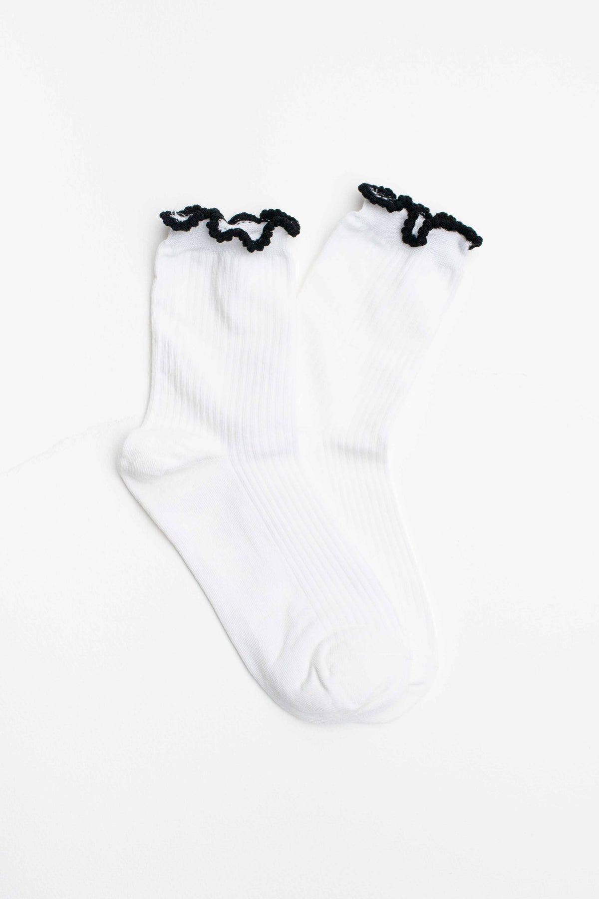 Ruffle Edge Cotton Blend Socks