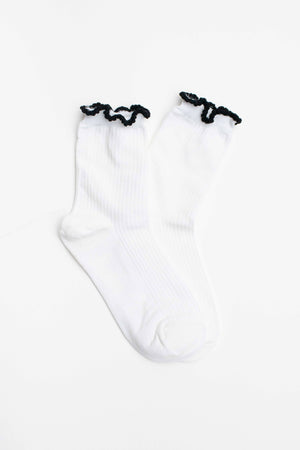 Ruffle Edge Cotton Blend Socks