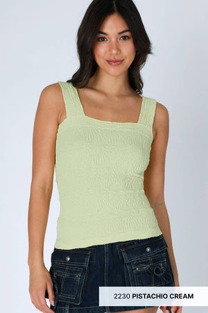 NIKIBIKI Lace Textured Square Top - 4 Colors