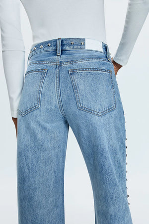 Pistola Lexi Mid Rise Bowed Straight Leg Jeans in Satellite