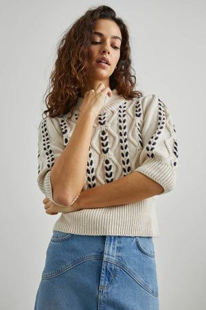 Rails Addy Oatmeal Navy Cables Sweater