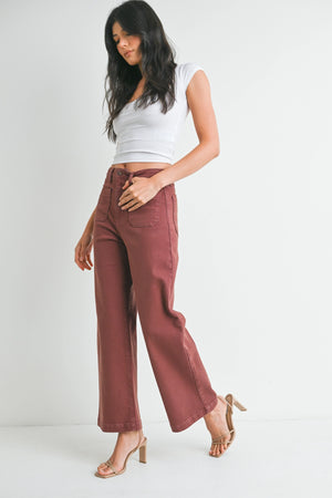 Just Black Denim Patch Pocket Wide Leg - Bronze