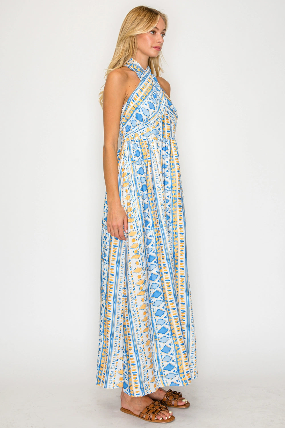 Aegean Rhythm Halter Dress