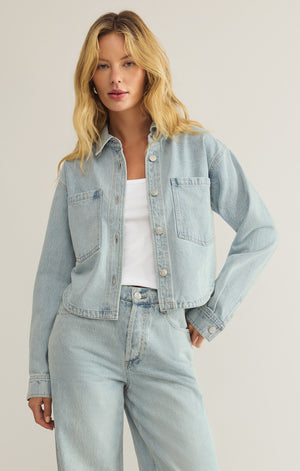 Z Supply All Day Cropped Denim Jacket in Faded Indigo