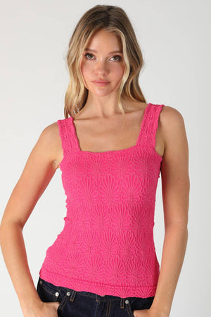 NIKIBIKI Lace Textured Square Tank Top