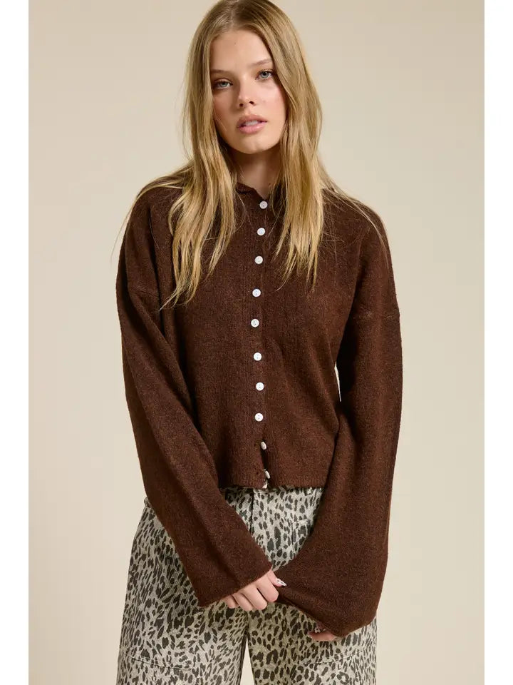 Essential Button Down Cardigan Top