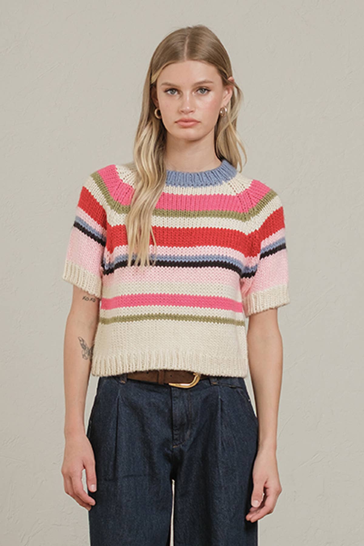 Chunky Knit Short Sleeve Sweater