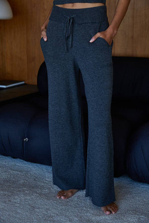 Knit Sweater Ribbed Straight Leg Pants