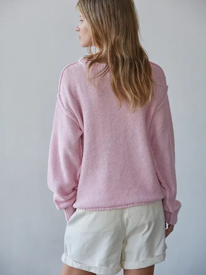 Knit Crew Neck Baby Pink Sweater
