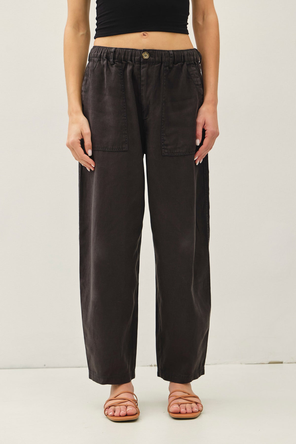 Tencel Linen Blend Barrel Tapered Pants
