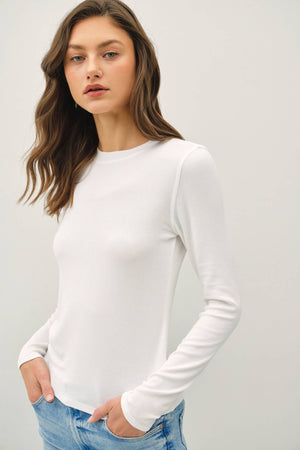 Ribbed Crewneck Long Sleeve Basic Top