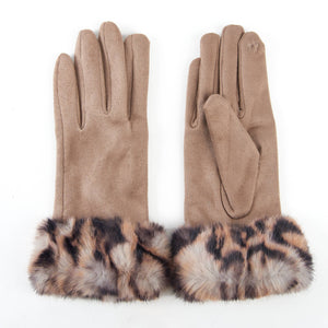 Ryan Animal Print Faux Fur Texting Winter Gloves