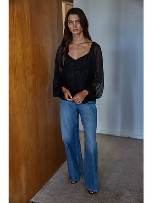 Jessi Long Sleeve See Through Blouse
