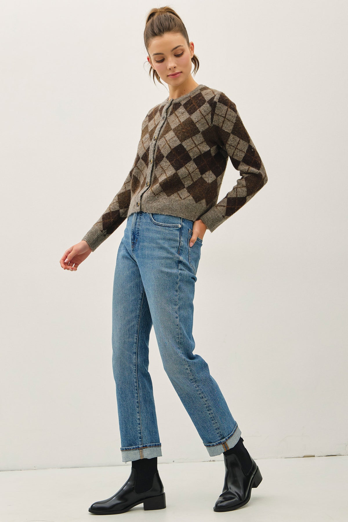 Colette Cardigan Argile Brown Wool Sweater