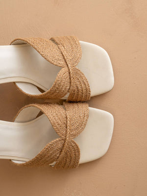 The Santiago Toffee Raffia Summer Heel