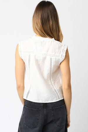 Justie White Lace Tie Front Tank
