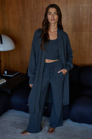 Knit Sweater Ribbed Straight Leg Pants