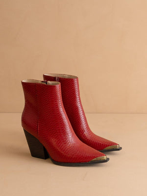 The Frankie Red Pointed Toe Cap Boot