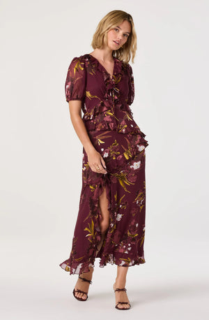 ASTR THE LABEL Bennet Dress Wine Floral