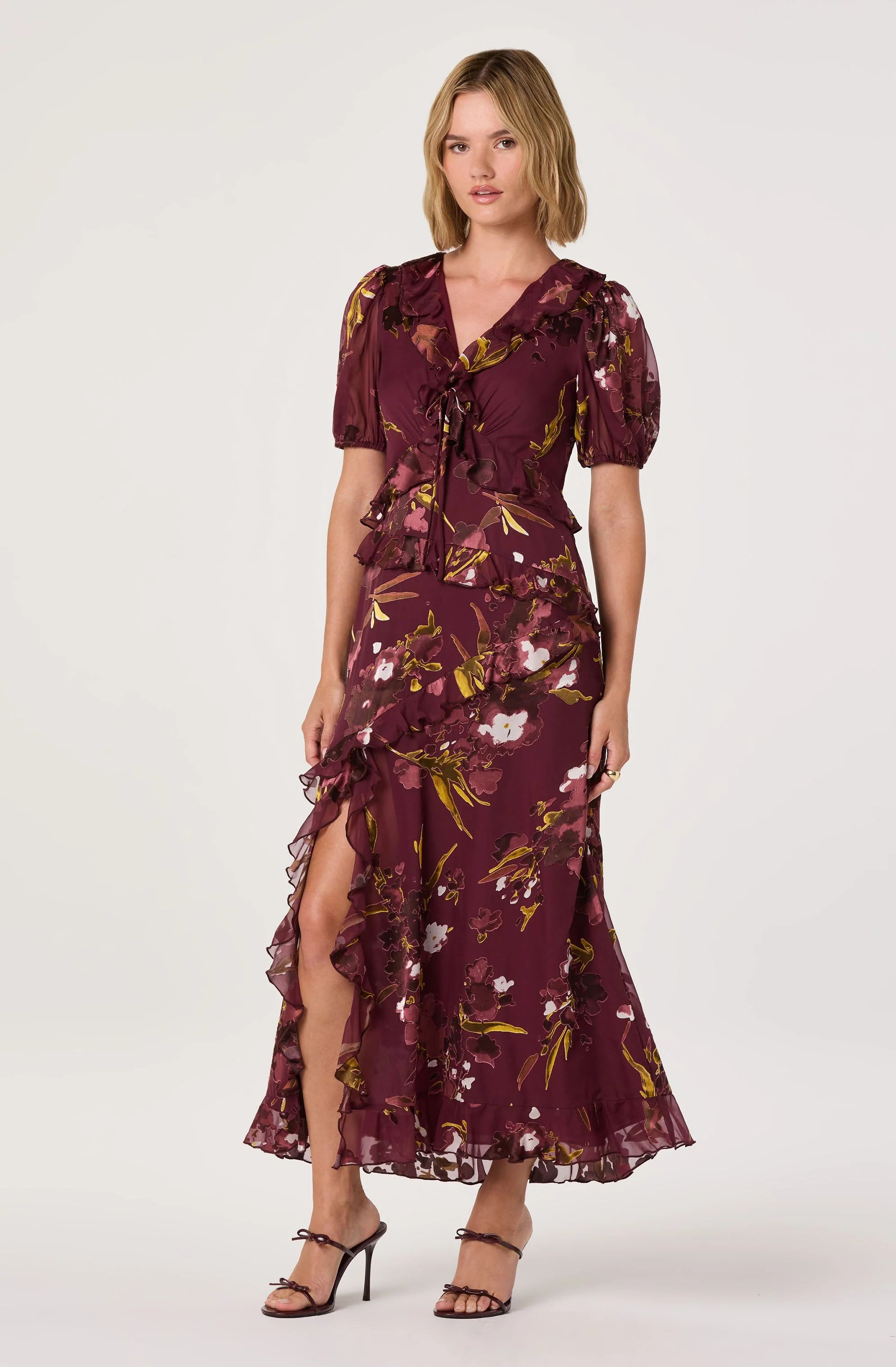 ASTR THE LABEL Bennet Dress Wine Floral