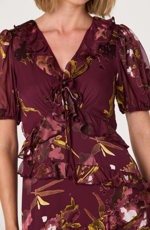 ASTR THE LABEL Bennet Dress Wine Floral