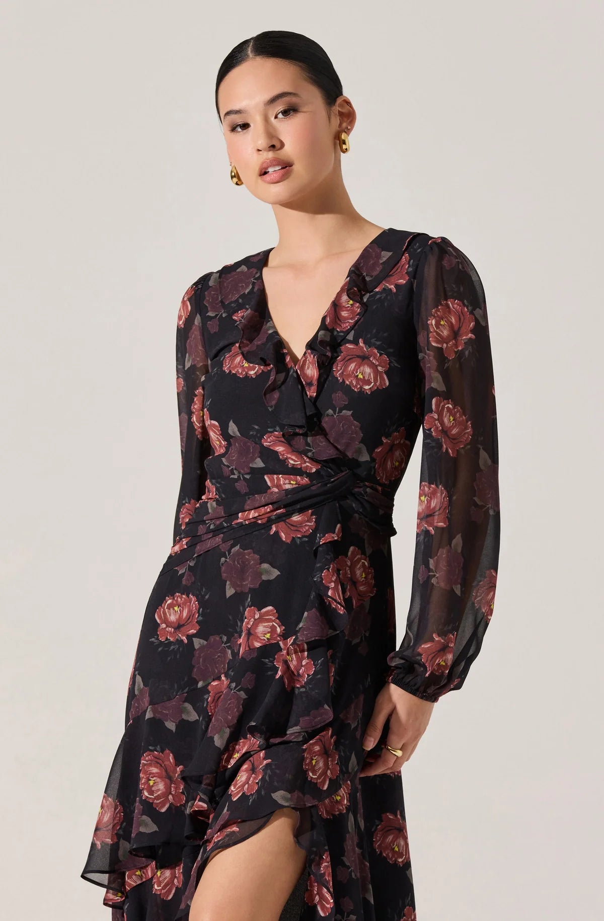 ASTR THE LABEL Corrina FLORAL BLACK Dress