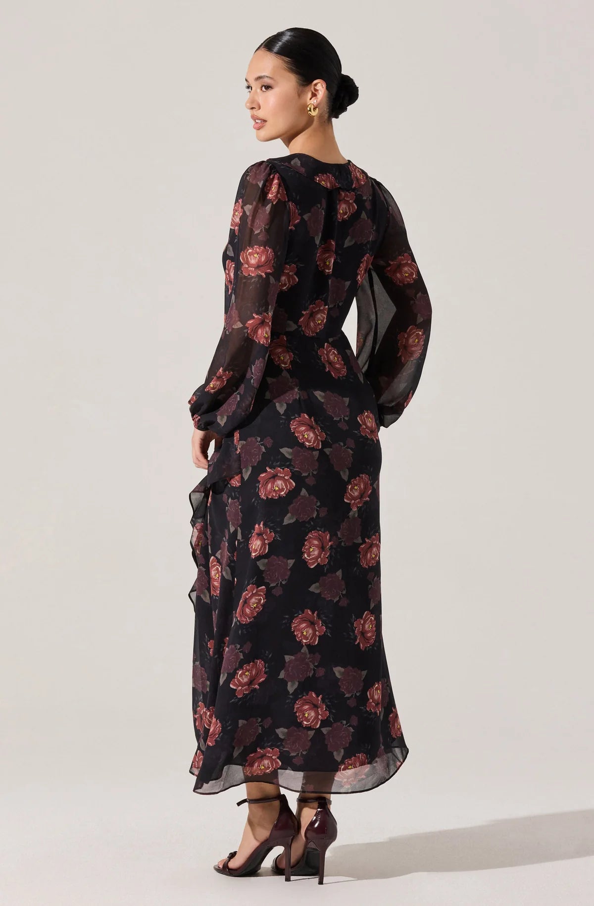 ASTR THE LABEL Corrina FLORAL BLACK Dress